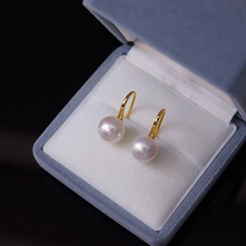 Freshwater White Pearl & Classic Hook Earrings - House Of Pearls